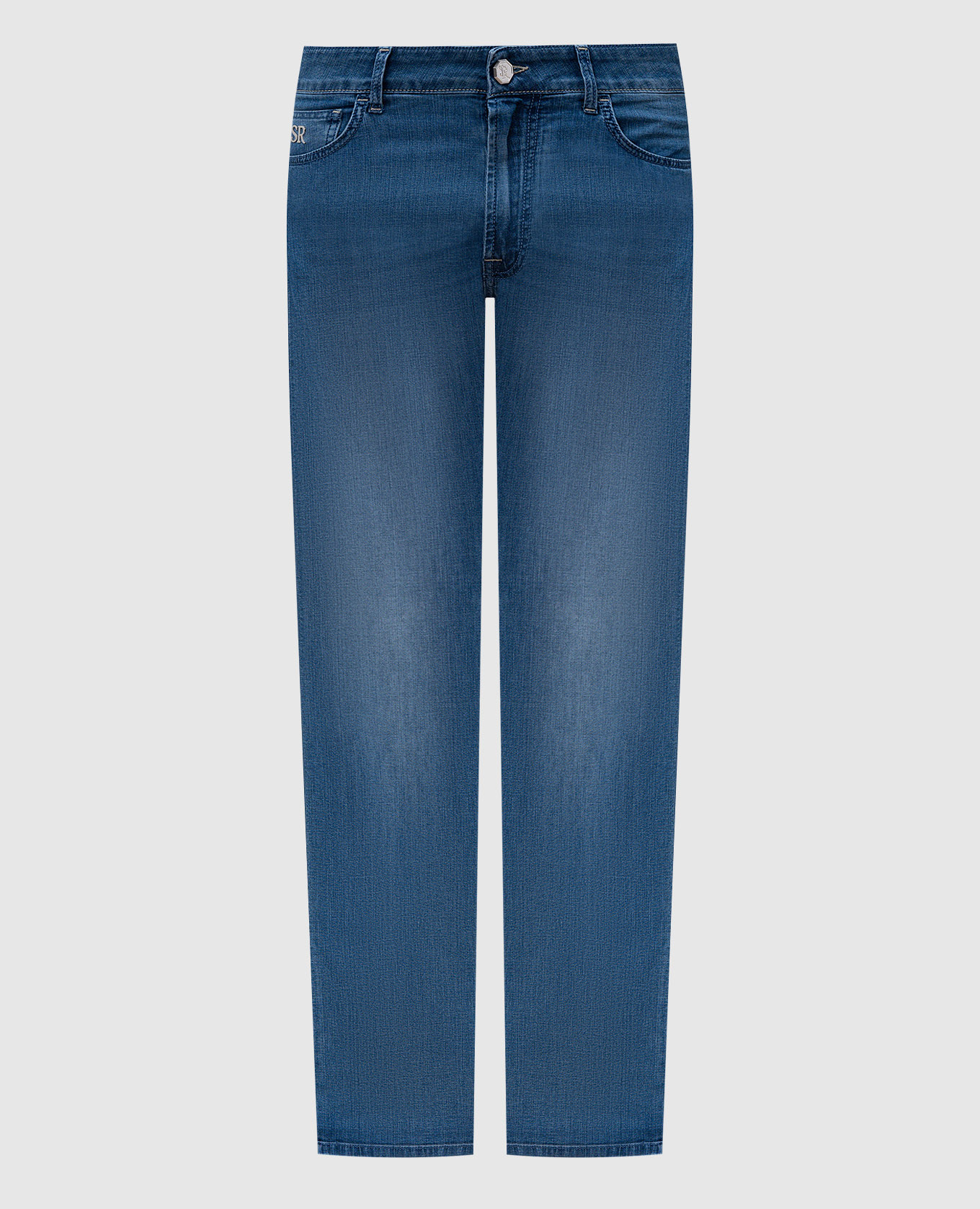 

Blue jeans with metal monogram logo Stefano Ricci, Light blue