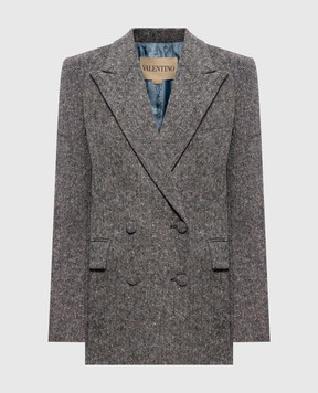 Valentino Gray double-breasted jacket with wool 7B0CE4V29R2