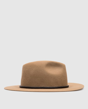 Brunello Cucinelli Beige fedora hat with monil chain MCAP90047