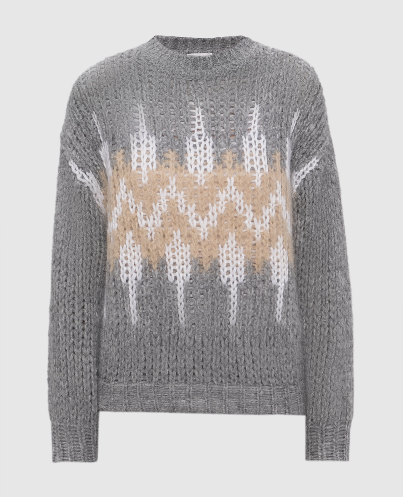Gray wool sweater with pattern Peserico