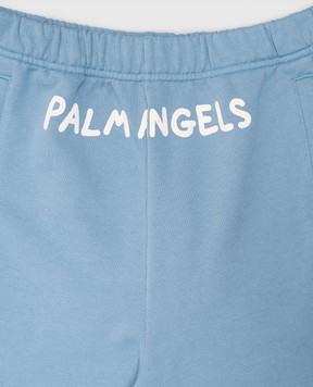 Palm Angels Children's blue shorts with logo print PBCI008S25FLE001412