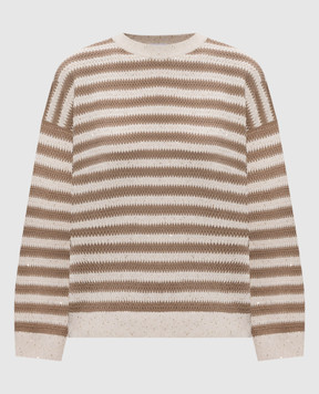 Brunello Cucinelli Beige striped jumper with sequins MDV752200P