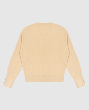 Brunello Cucinelli Children's yellow ribbed pullover with monil chain B19M18202B