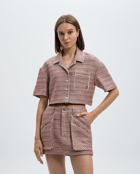 AMIRI Pink cropped tweed jacket with lurex AWSTCA1009