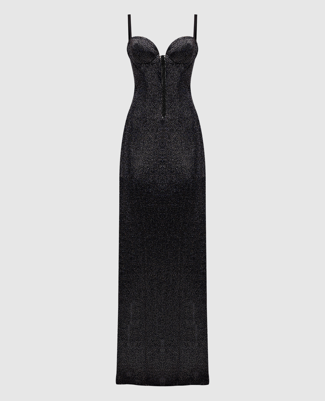 Black bustier maxi dress with crystals Giuseppe Di Morabito Milano