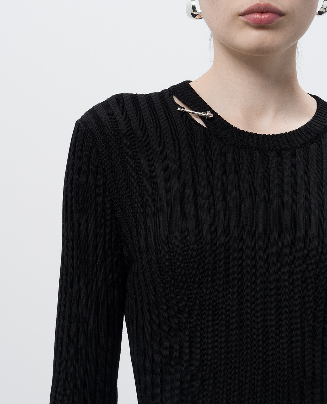 

Black wool mini dress with branded studs Versace