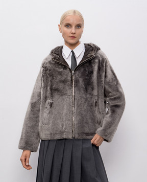 Yves Salomon Gray sheepskin coat 25WYV61461MERL