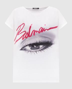 Balmain Beige T-shirt with logo EF0EG012GE84