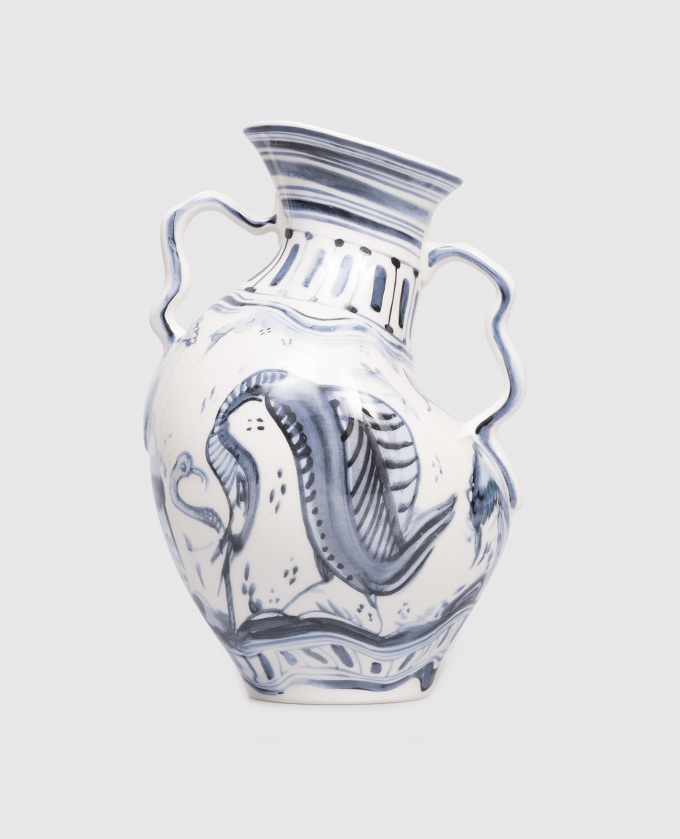 White porcelain vase with print SELETTI