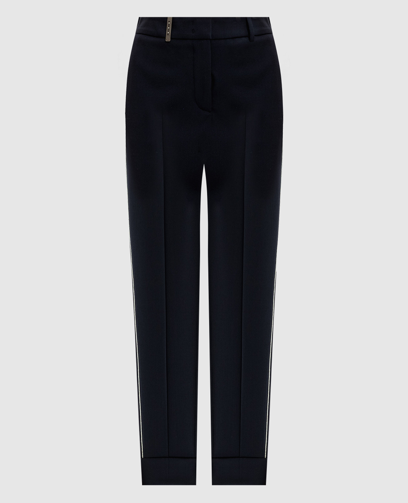 Blue wool trousers with monil chain Peserico