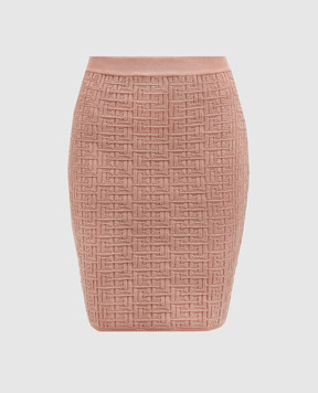 Balmain Pink skirt in a textured PB Labyrinth pattern DF1LC056KG96