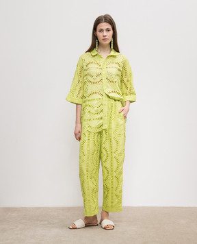 Charo Ruiz Green pants with broderie embroidery 243503