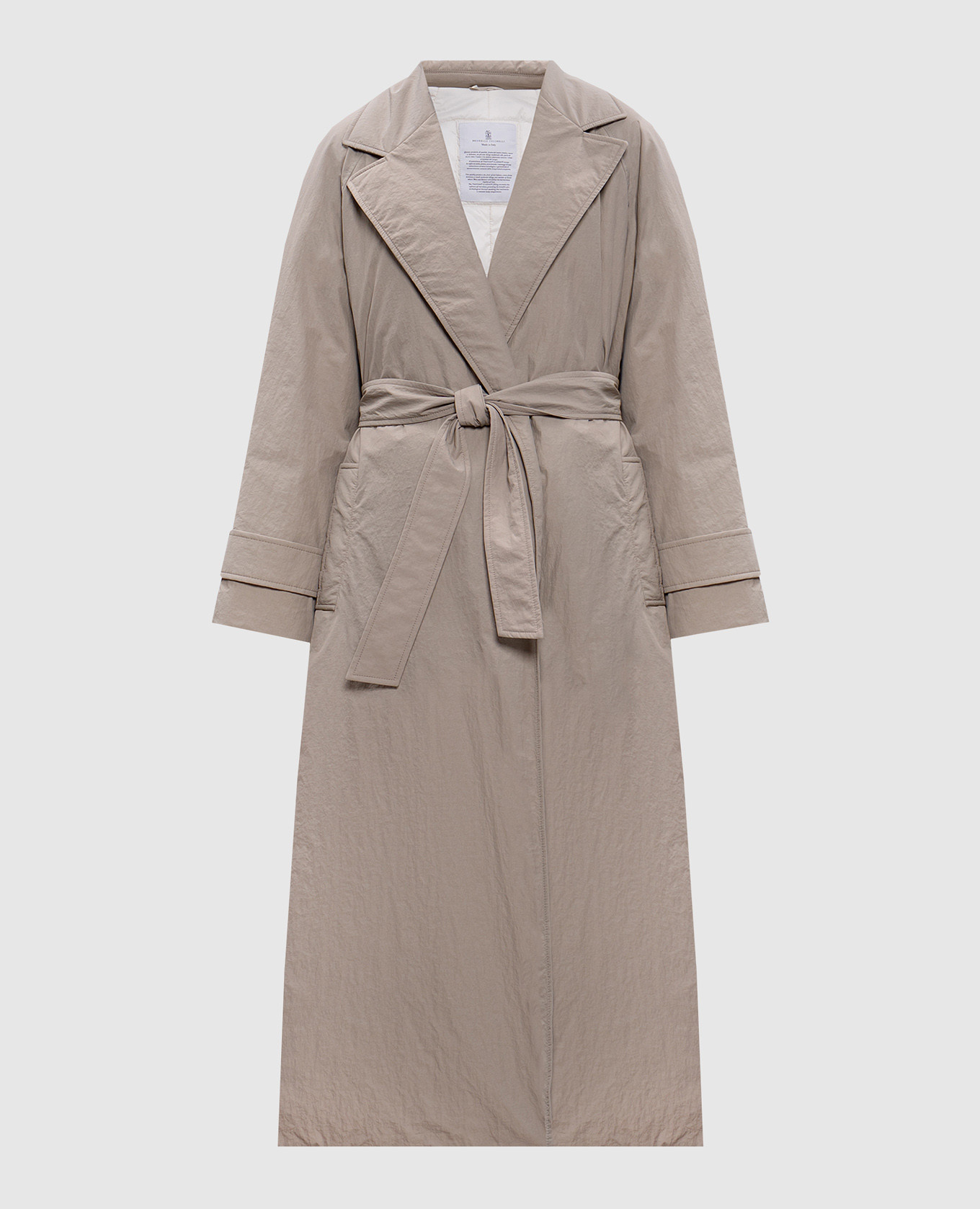 Beige coat with monil chain brunello cucinelli