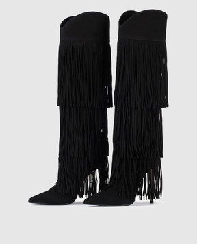 Le Silla ANDY black suede boots with fringe 2260E100RCPPPOW