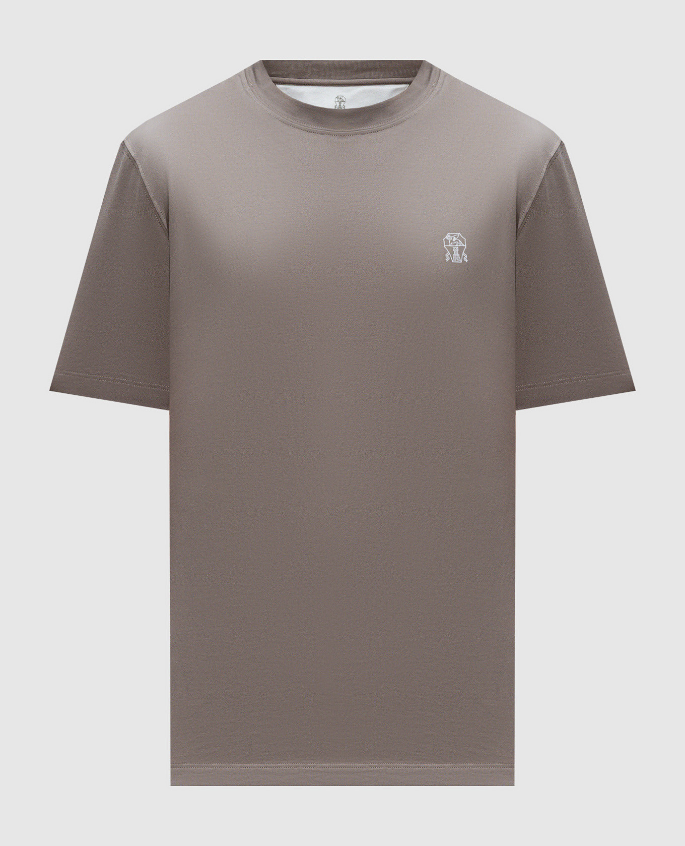 

Brown T-shirt with logo emblem print Brunello Cucinelli