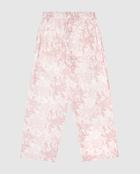 Brunello Cucinelli Children's pink pants with a floral print BL909P236A