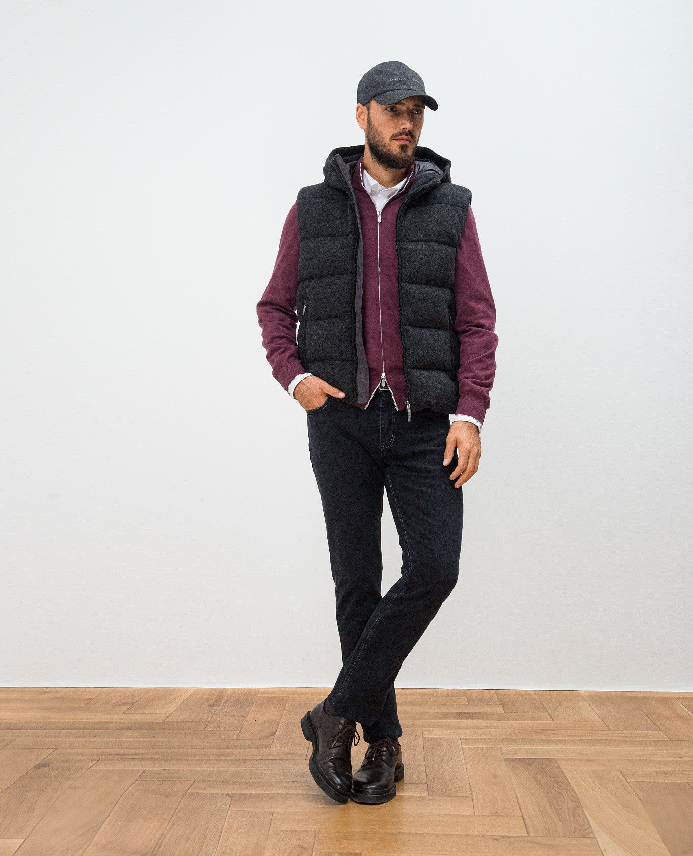 

Burgundy wool and cashmere cardigan Brunello Cucinelli