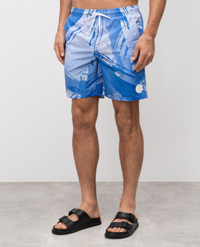 Stefano Ricci Blue abstract print swim shorts M6B5200140DFC001