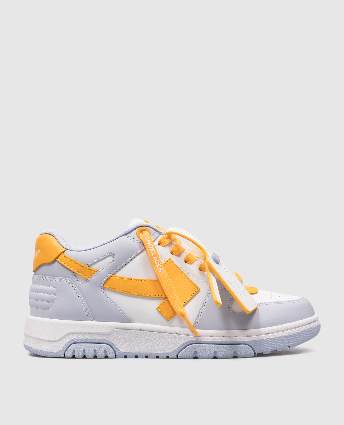 Out of office blue leather sneakers with logo patch off-white