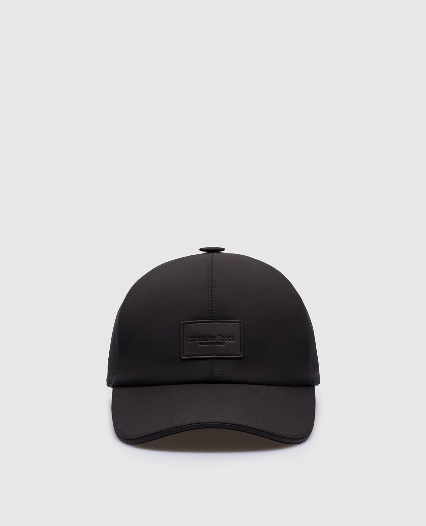 

Black cap with leather logo patch Stefano Ricci