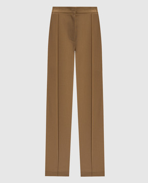Twinset Brown wool trousers with logo 242TP2161