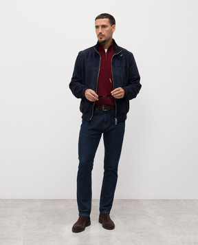 Stefano Ricci Burgundy wool, cashmere and silk polo KE04000L01E25360