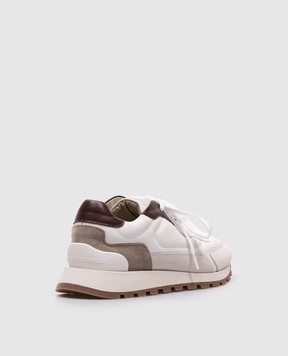 Brunello Cucinelli White leather sneakers with a monil chain MZGSG3028P