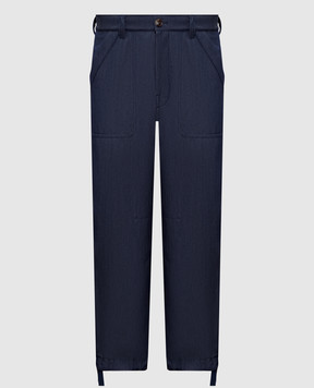 Brunello Cucinelli Blue wool and abaca pants MP495S2470