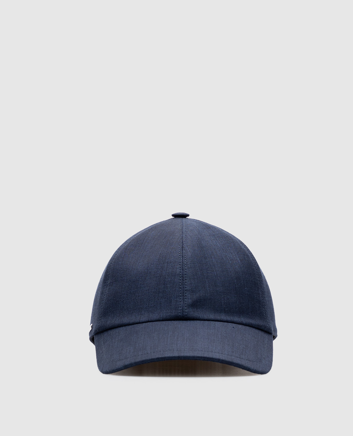 

Blue linen, wool and silk cap with logo Enrico Mandelli