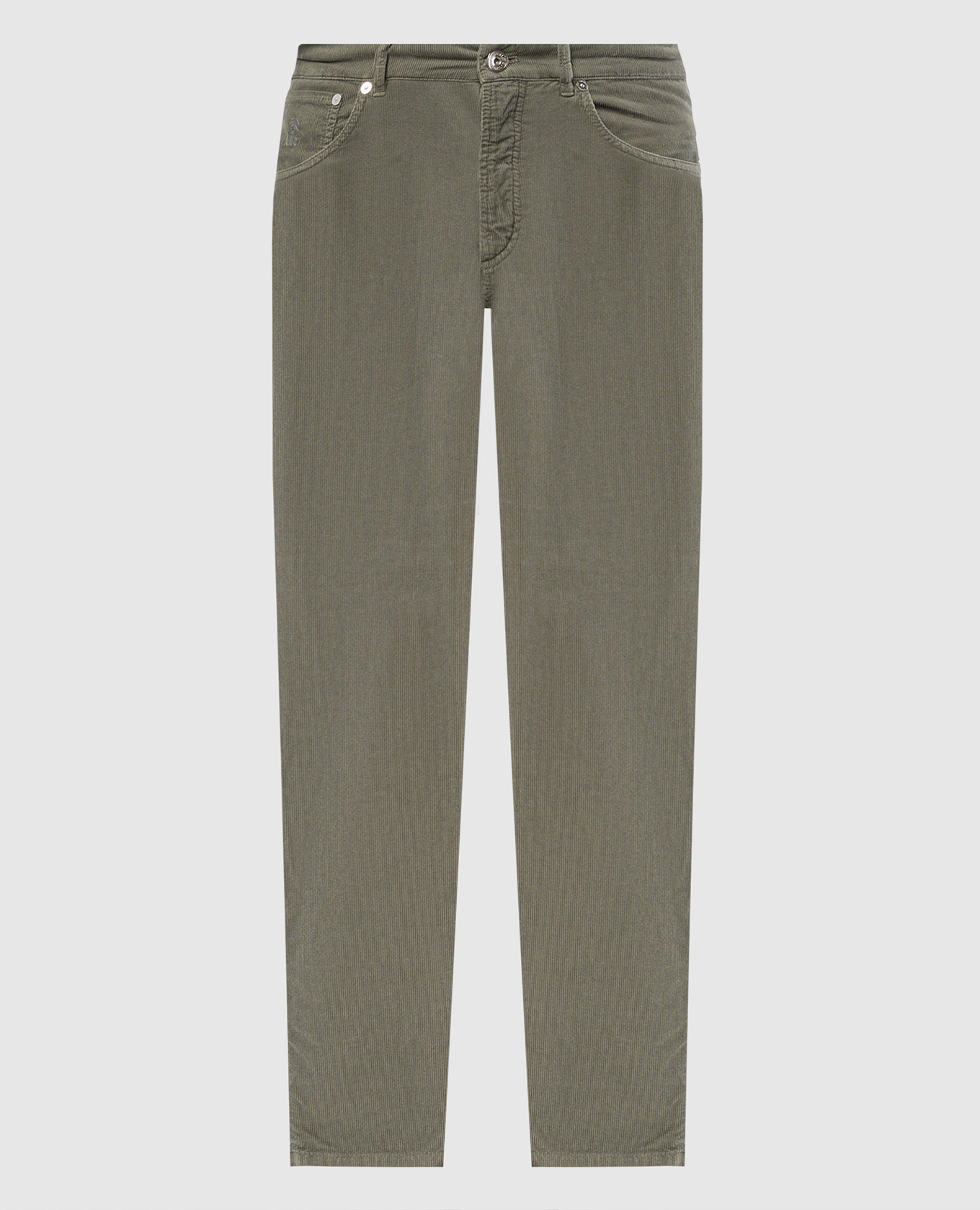 

Green corduroy pants with logo embroidery Brunello Cucinelli