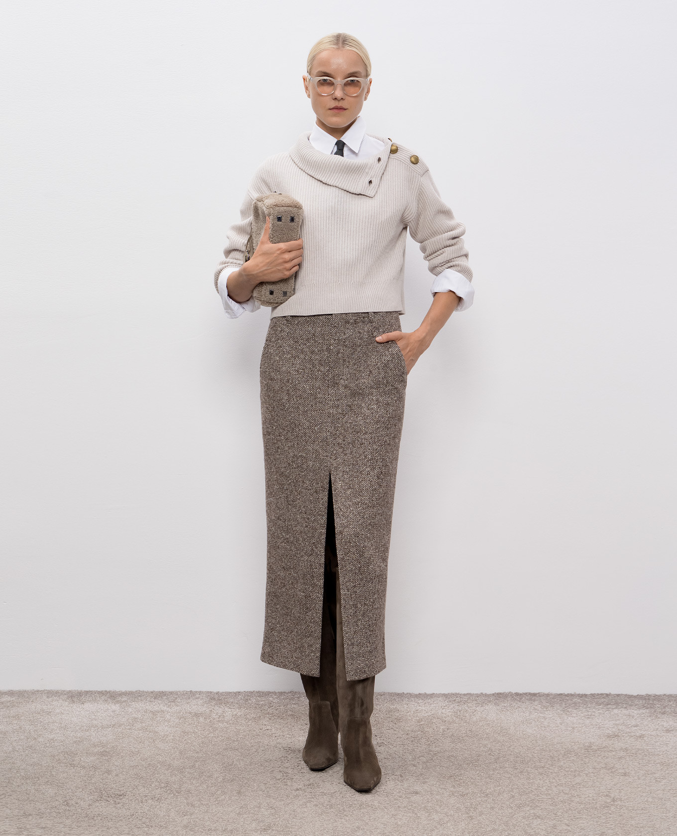 Gray wool, cashmere and silk sweater Brunello Cucinelli 2