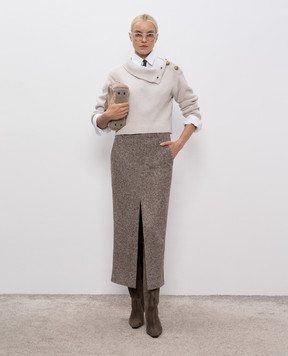 Brunello Cucinelli Gray wool, cashmere and silk sweater M16725104