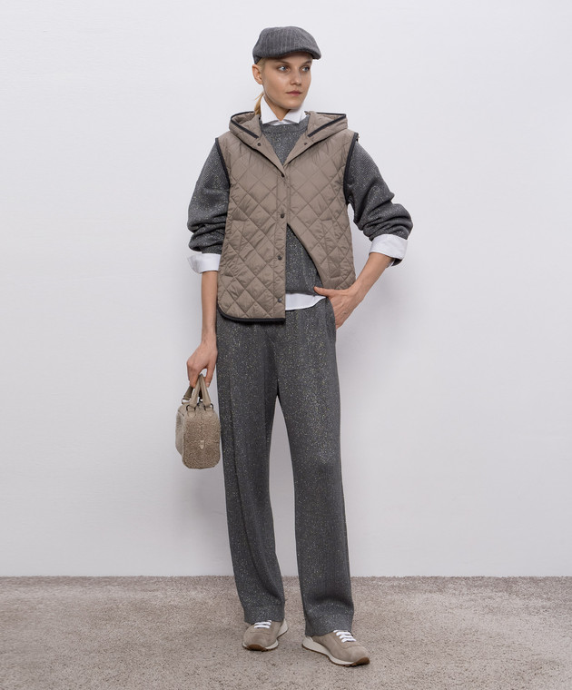 Brunello Cucinelli - Gray ribbed pants with lurex MAZ260299P