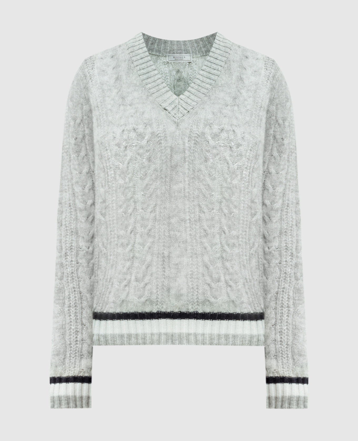 

Gray wool, silk and cashmere pullover with lurex Peserico, Grey