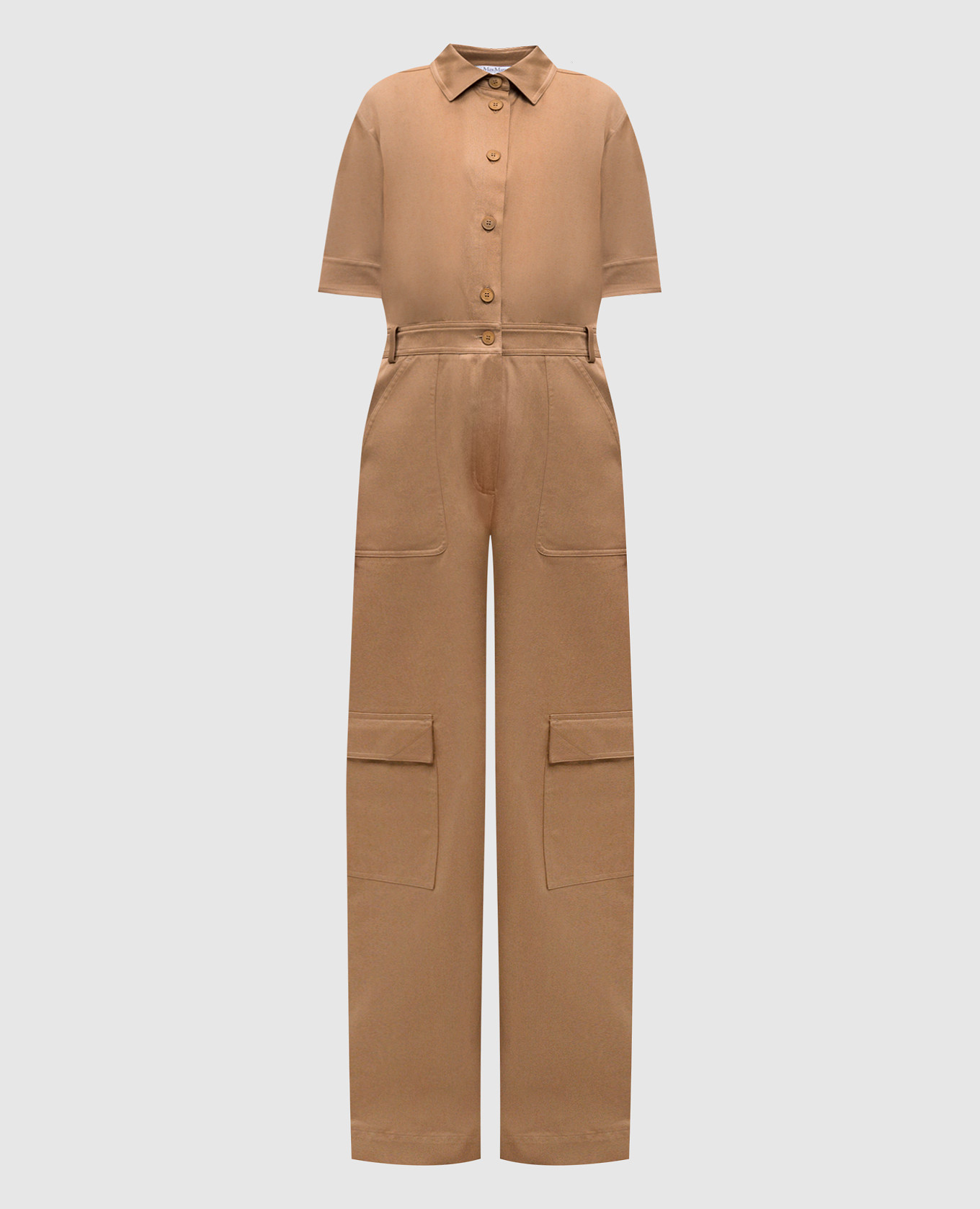 Beige FILIPPO jumpsuit with leather inserts Max Mara