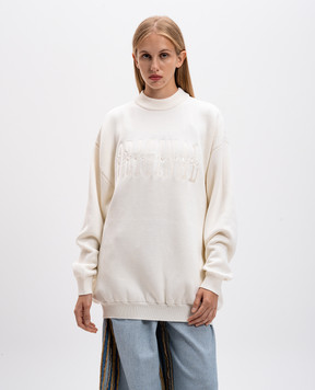 Vetements White merino wool sweater with logo embroidery UA65KN300W