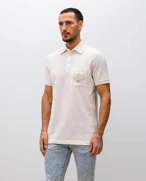 Dolce&Gabbana Beige polo shirt with embroidered monogram logo G8SN8ZG7O2I