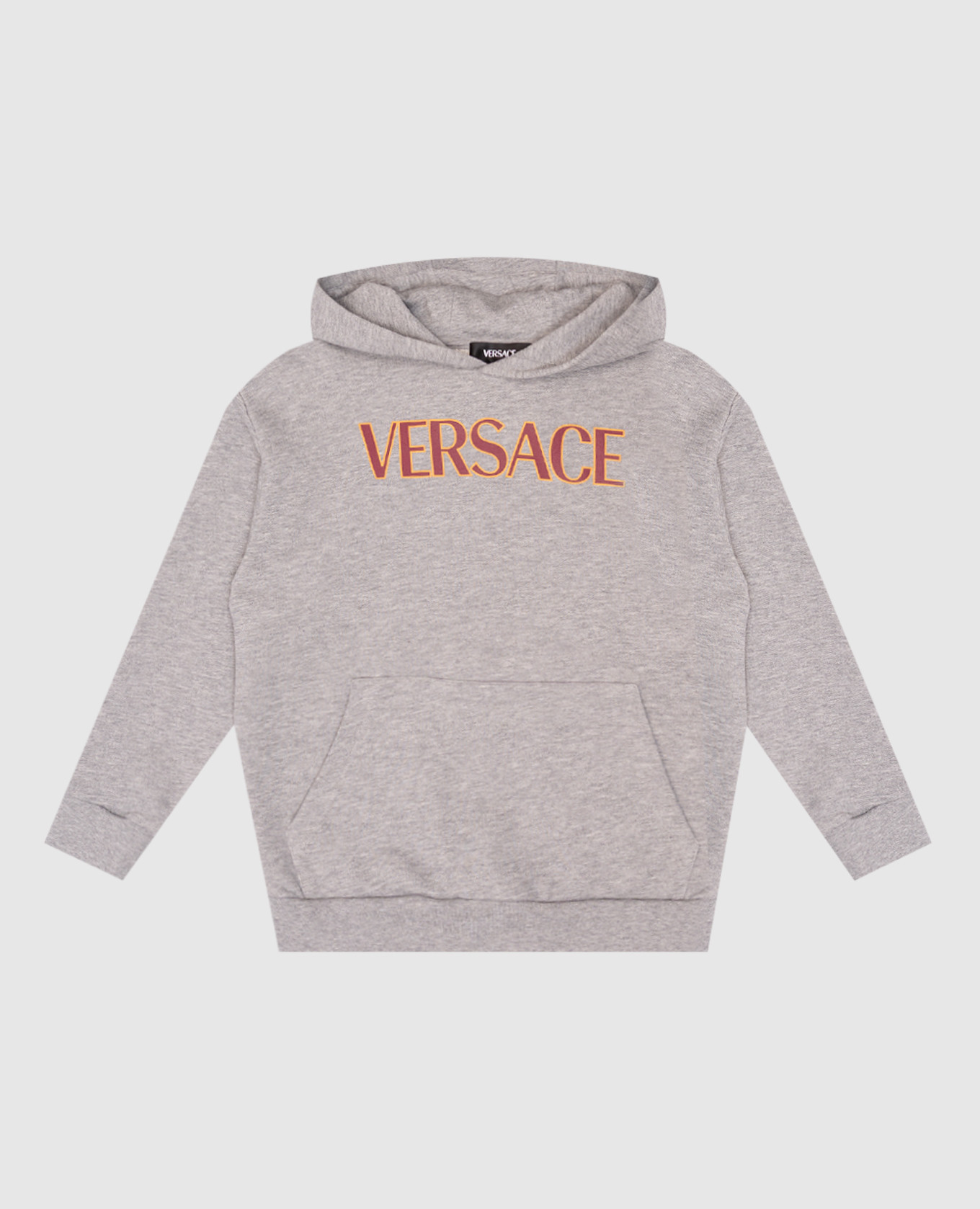 Children&#39;s gray hoodie with logo Versace
