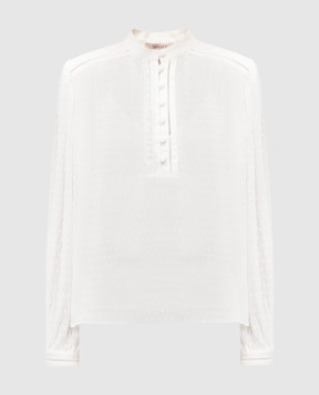 Twinset White pleated blouse with linen 251TP2062