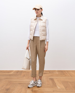 Peserico Beige linen trousers with lapels P04316V02606