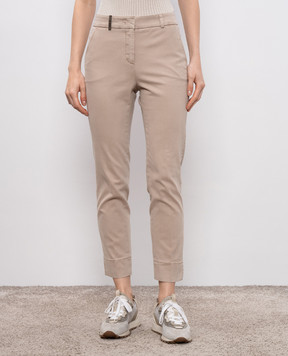 Peserico Beige pants with brand patch A04718L5107963