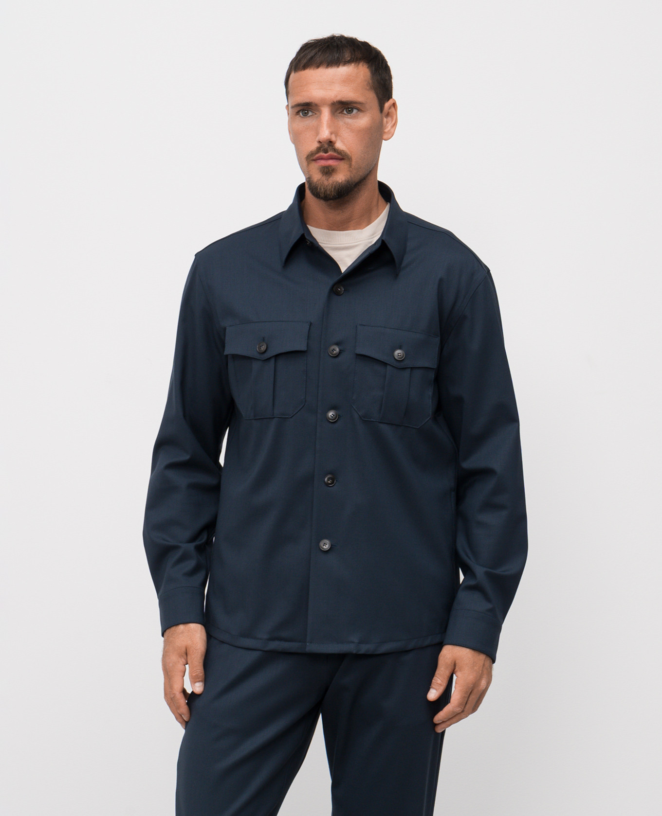 

Blue wool shirt Canali