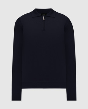 Stefano Ricci Blue cashmere and silk polo shirt with logo K606125P30F25302