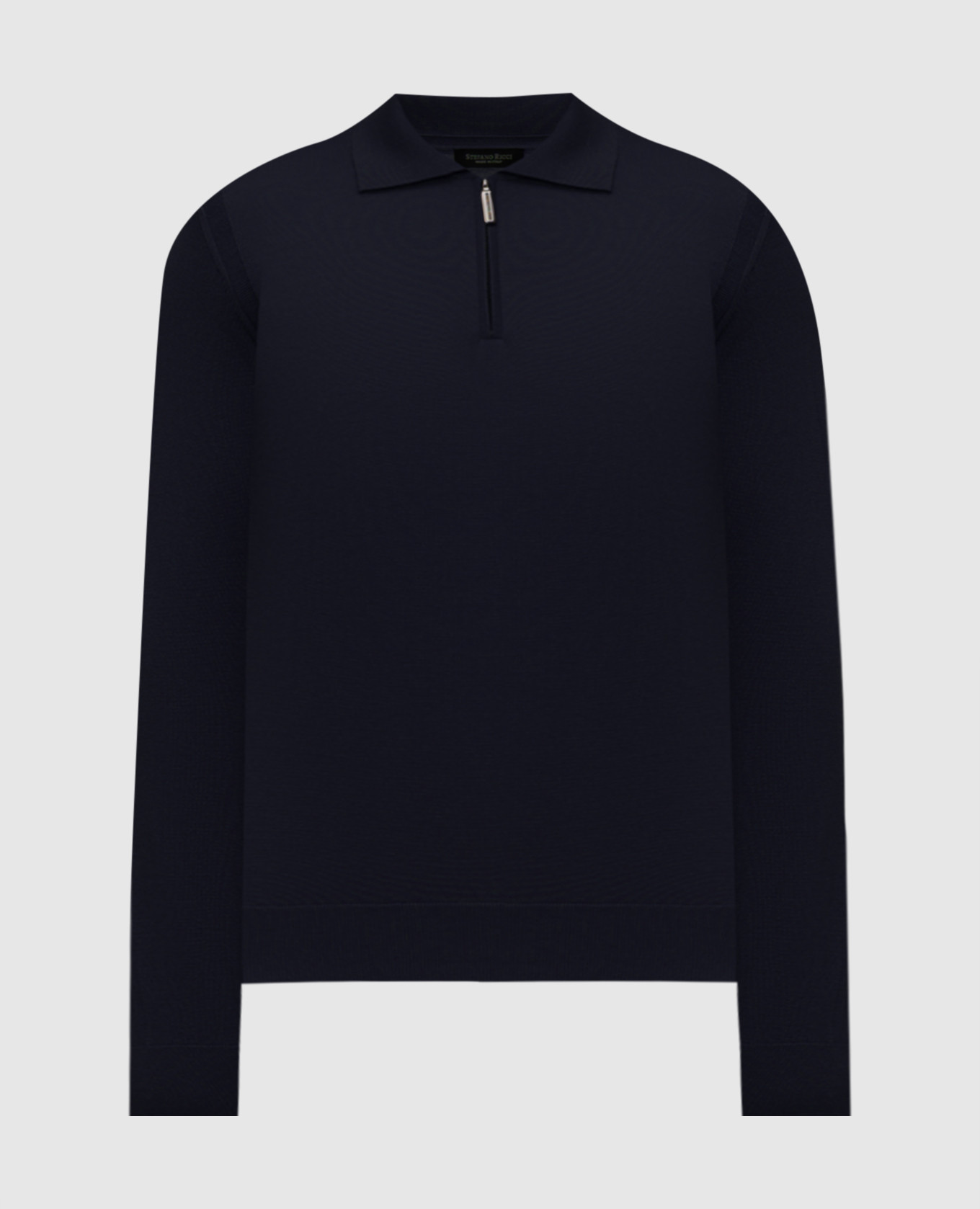 

Blue cashmere and silk polo shirt with logo Stefano Ricci
