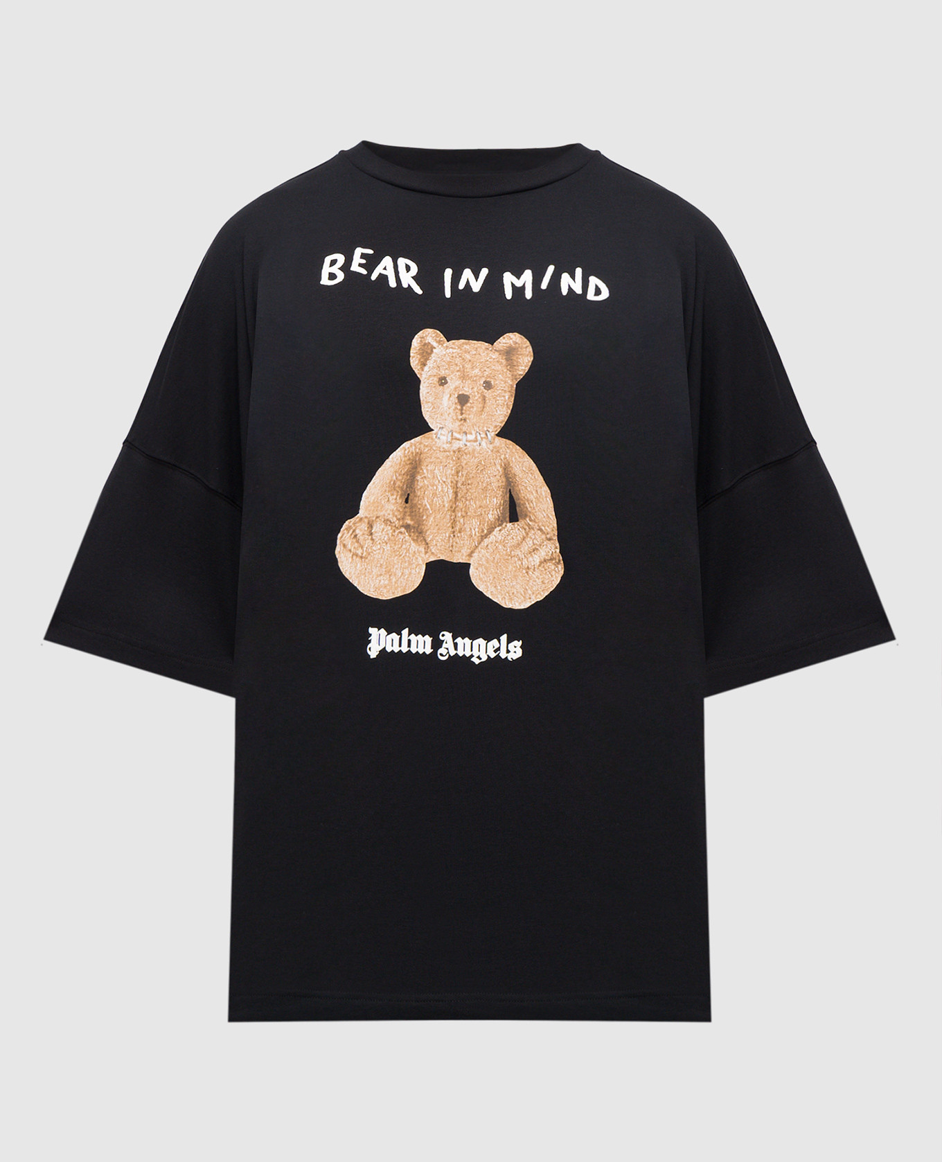 Bear in Mind black T-shirt with textured logo print Palm Angels