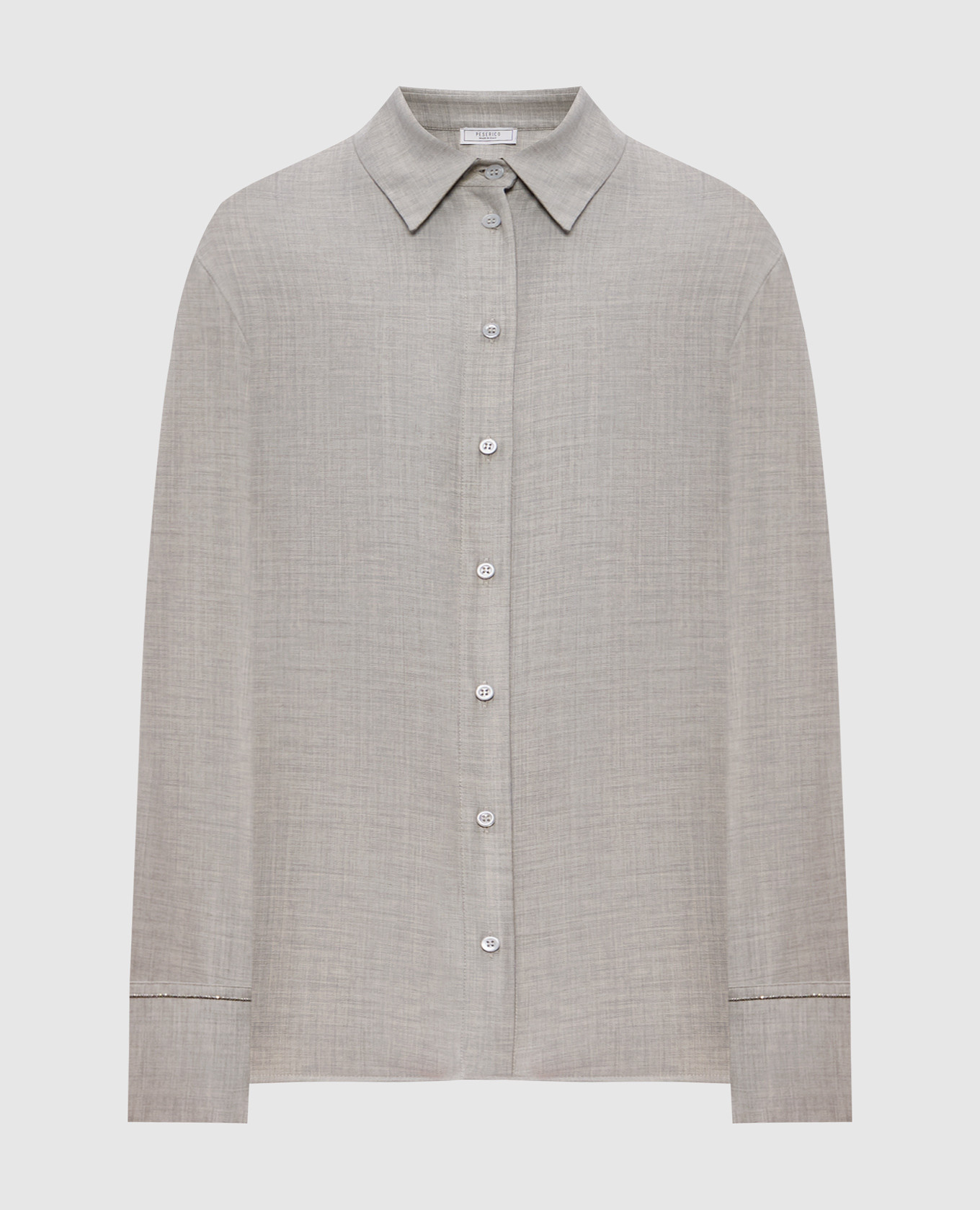 Gray wool shirt with monil chain Peserico