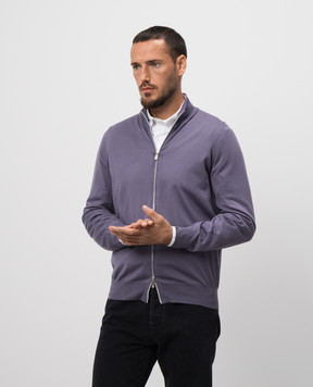 Brunello Cucinelli Purple wool and cashmere cardigan M2400106