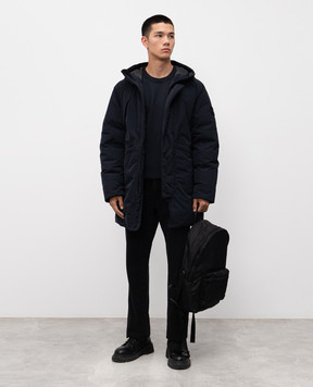 Stone Island Blue down jacket with logo K2S157100008S0026