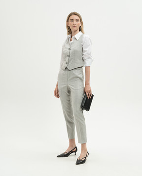 Peserico Gray woolen pants with monil chain with lurex A0457208329