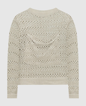 Brunello Cucinelli Gray openwork svert from linen and silk MRA581100
